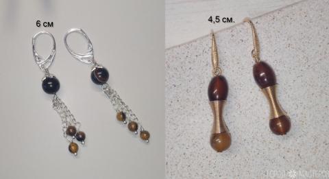 Серьги с натуральным тигровым глазом - 5