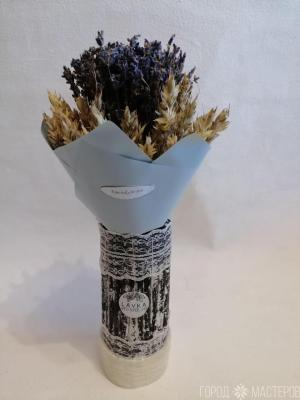 Сухоцветы в вазочке-лаванда - 3