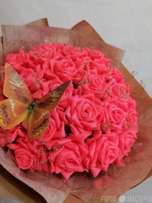 Букет роз из атласных лент - 3