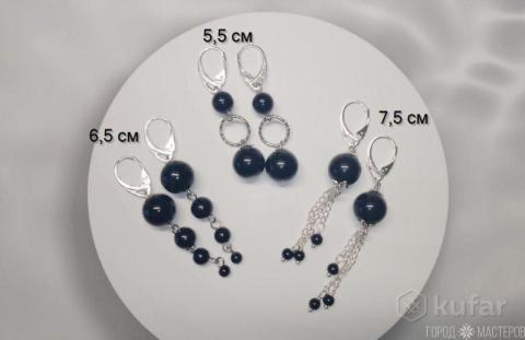 Серьги с автрийским хрусталем и черным агатом - 3