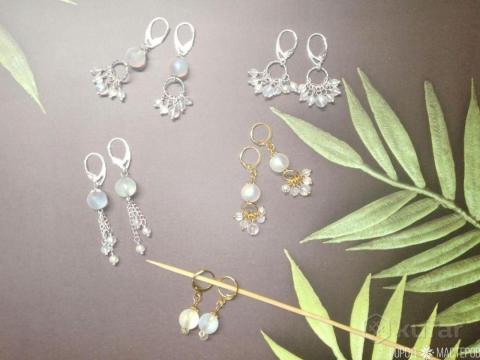 Серьги с автрийским хрусталем и черным агатом - 5