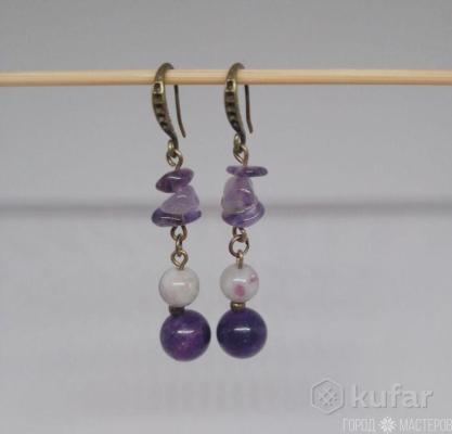 Серьги с камнями натуральными ручная работа - 3