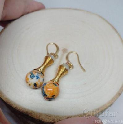 Серьги с камнями натуральными ручная работа - 4