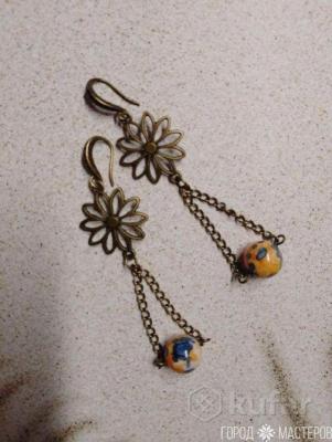 Серьги с натуральными камнями.Ручная работа - 3