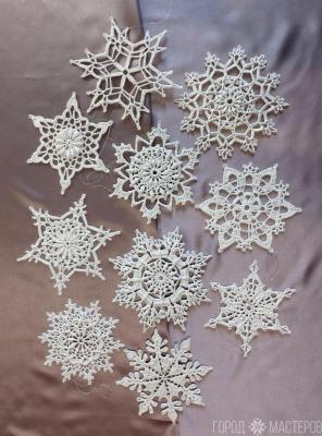 Набор новогодних снежинок, 10 шт. Диаметр 12 - 14 см. - 3