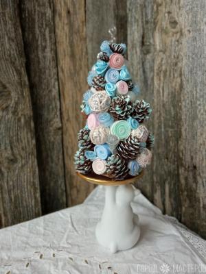 Стильная ёлочка на подставке с мишкой - 2