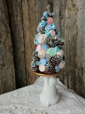 Стильная ёлочка на подставке с мишкой - 4