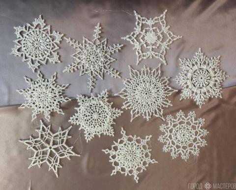 Набор новогодних снежинок на ёлку 10 шт. Диаметр 14-16 см. - 3