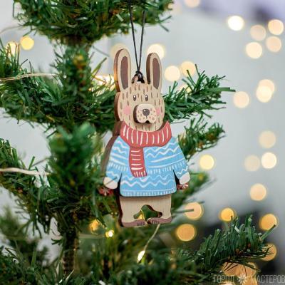 Деревянная елочная игрушка с ручной росписью - 2