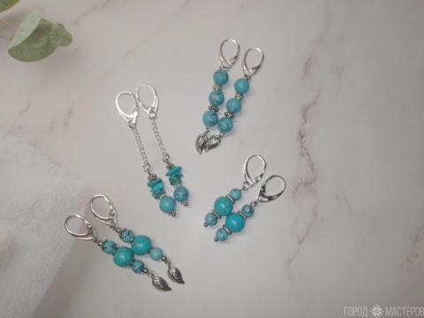 Серьги с натуральной бирюзой - 2