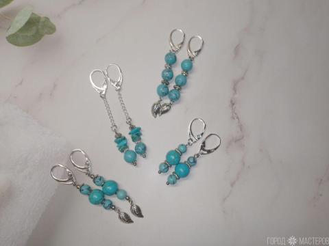 Серьги с натуральной бирюзой - 3