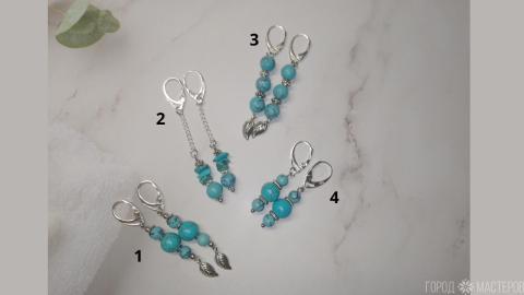 Серьги с натуральной бирюзой - 4