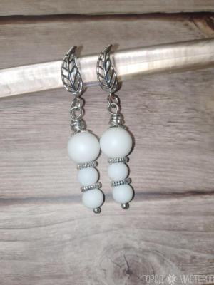 Серьги "Белоснежная нежность" с натуральным агатом - 5