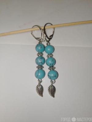 Серьги "Бирюзовый свет" с натуральной бирюзой - 2