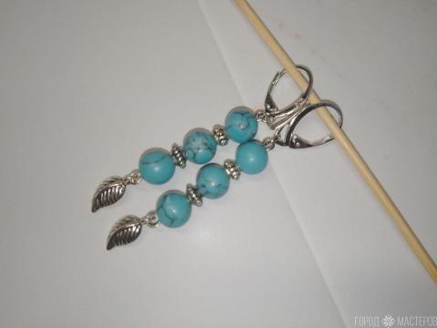 Серьги "Бирюзовый свет" с натуральной бирюзой - 3