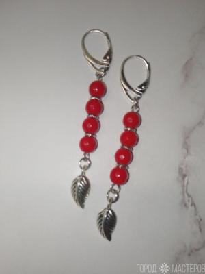 Серьги "Красное сияние" с натуральными коралами - 2