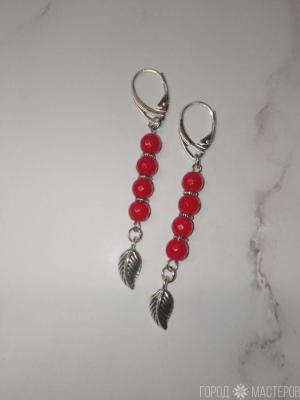 Серьги "Красное сияние" с натуральными коралами - 3