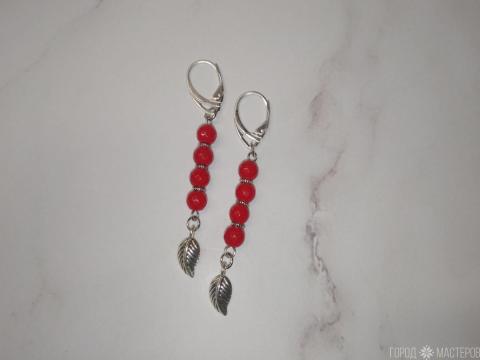 Серьги "Красное сияние" с натуральными коралами - 4