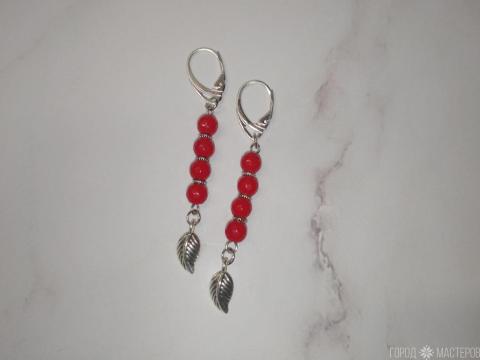 Серьги "Красное сияние" с натуральными коралами - 5
