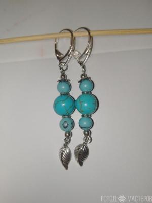 Серьги Лазурная симфония с бирюзой - 2