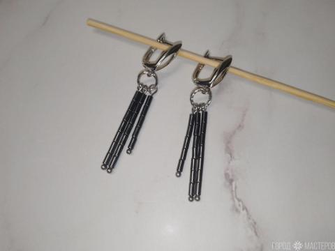 Серьги "Темный блеск" с гематитом - 2