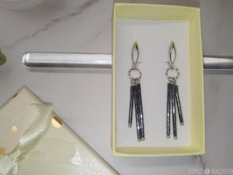 Серьги "Темный блеск" с гематитом - 3