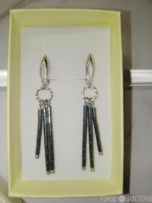 Серьги "Темный блеск" с гематитом - 4