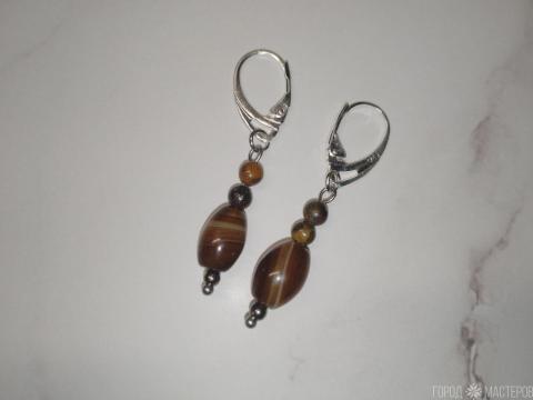 Серьги "Тигровый свет" с натуральным тигровым глазом - 2