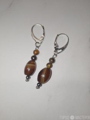 Серьги "Тигровый свет" с натуральным тигровым глазом - 3