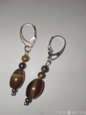 Серьги "Тигровый свет" с натуральным тигровым глазом - 4