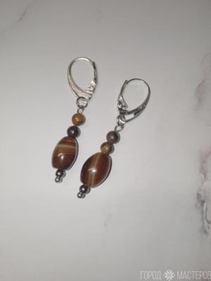 Серьги "Тигровый свет" с натуральным тигровым глазом - 5