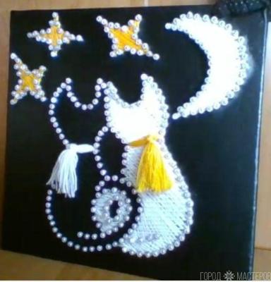 Дуэт - цена за 2 панно "Котики на крыше" в технике "Стринг арт" - 3