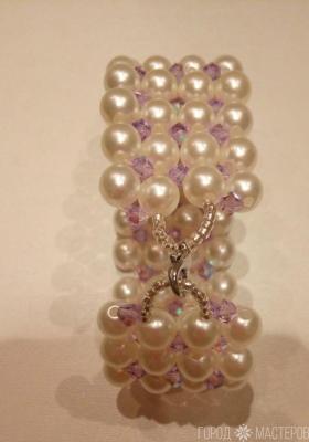 Браслет жемчуг с гранёнными кристаллами фуксия\В подарочной упаковке +15 бел. руб. - 3