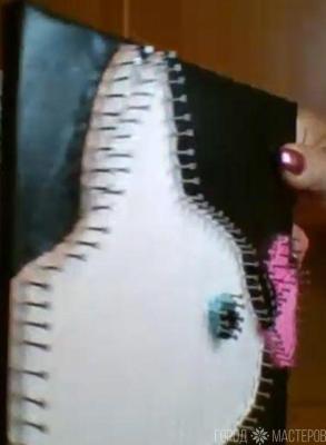 Панно "Котик с бабочкой" в технике String – Art\ Стринг арт (нитки и гвозди) - 2