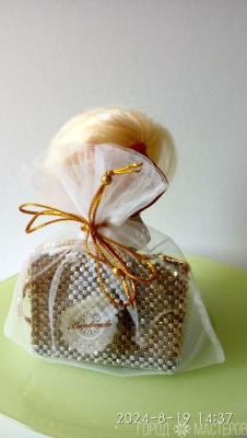 КАРТХОЛДЕР из дорогостоящих качественных бусин (серебро - золото) магнитная застёжка - 2