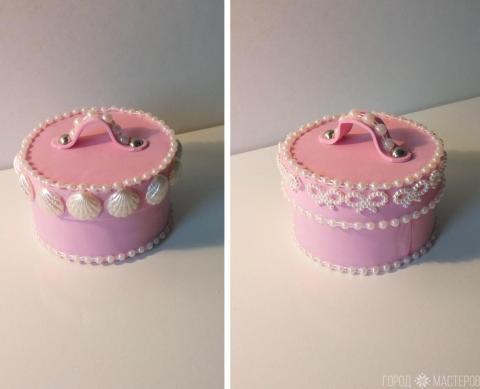 Подарочная коробочка для браслетов инкрустирована жемчугом. - 5