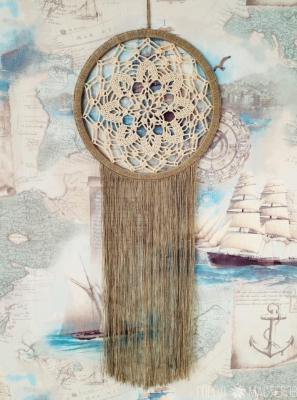 Панно для интерьера в стиле Бохо. Диаметр 24см. - 3