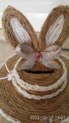 Дуэтик (Зайка - копилочка и Зайка - конфетник) из джута (цена за пару) полностью ручная работа. - 4