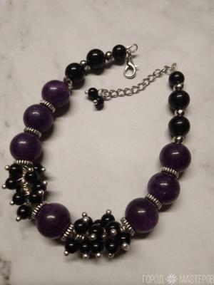 БРАСЛЕТ С АМЕТИСТОМ И ЧЕРНЫМ АГАТОМ - 2