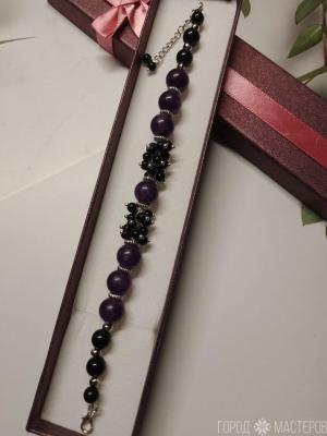 БРАСЛЕТ С АМЕТИСТОМ И ЧЕРНЫМ АГАТОМ - 3