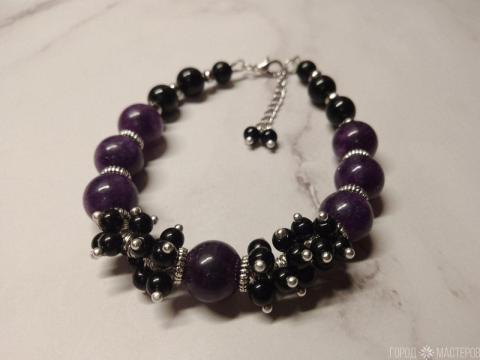 БРАСЛЕТ С АМЕТИСТОМ И ЧЕРНЫМ АГАТОМ - 4