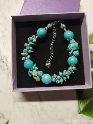 БРАСЛЕТ "БИРЮЗА" С НАТУРАЛЬНОЙ БИРЮЗОЙ - 2