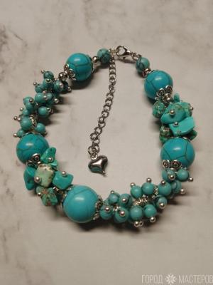 БРАСЛЕТ "БИРЮЗА" С НАТУРАЛЬНОЙ БИРЮЗОЙ - 4