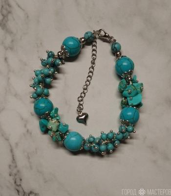 БРАСЛЕТ "БИРЮЗА" С НАТУРАЛЬНОЙ БИРЮЗОЙ - 5