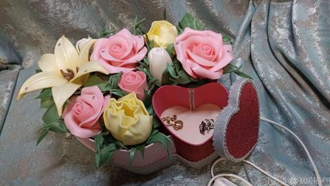 Шкатулка светильник. Цветы. Букет. Подарок - 2