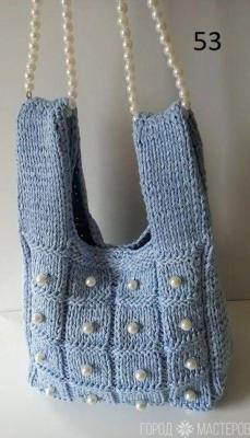 #diy \Молодёжная сумка-ШОППЕР\спицами -с бусинами - жемчуг\подробней в описании - 2