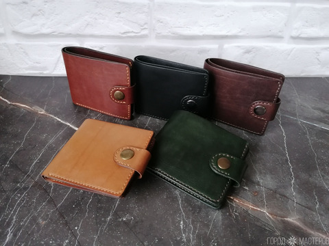 Кошелек, бифолд, нат. кожа, ручная работа - 2