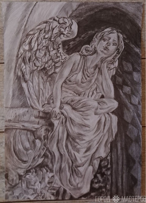 Рисунок ангел Тоскано А4 простым карандашом - 2