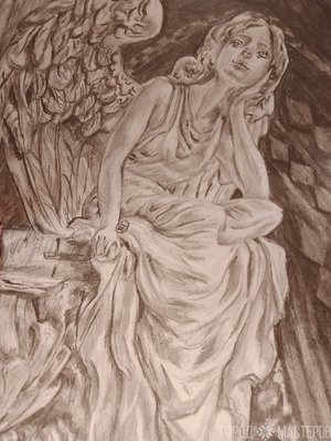 Рисунок ангел Тоскано А4 простым карандашом - 4