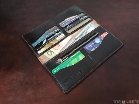 Кошелек, лонгер, ручная работа, натуральная кожа - 3
